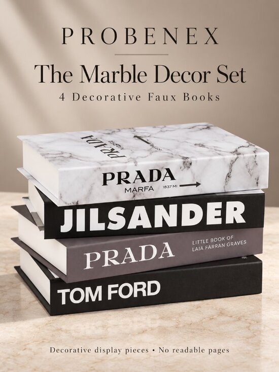 Other - Marble Faux Book Set of 4 Large Coffee Table Shelf Decor